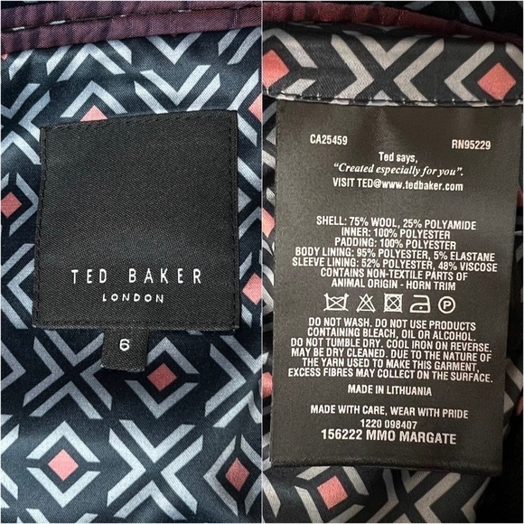 TED BAKER Wool Charcoal Tweed Single Breasted Funnel Neck Shell Panel Coat 44 - Picture 13 of 16